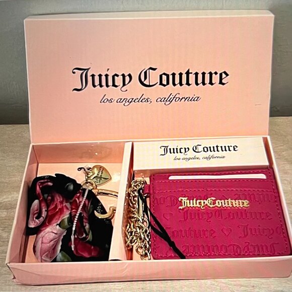 Juicy Couture Accessories - Juicy Couture "Love Actually" Wristlet Wallet, Key Chain Fob & Scarf 4.5 x 3.5